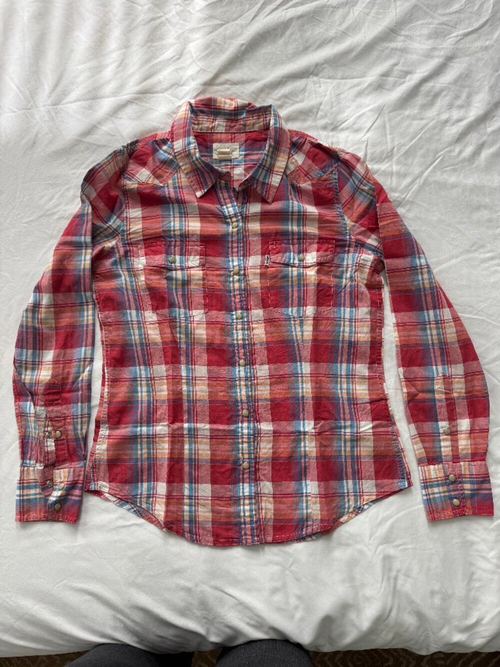Levi's Madras Plaid Long Sleeve Button Up Shirt | Cotton Size Small